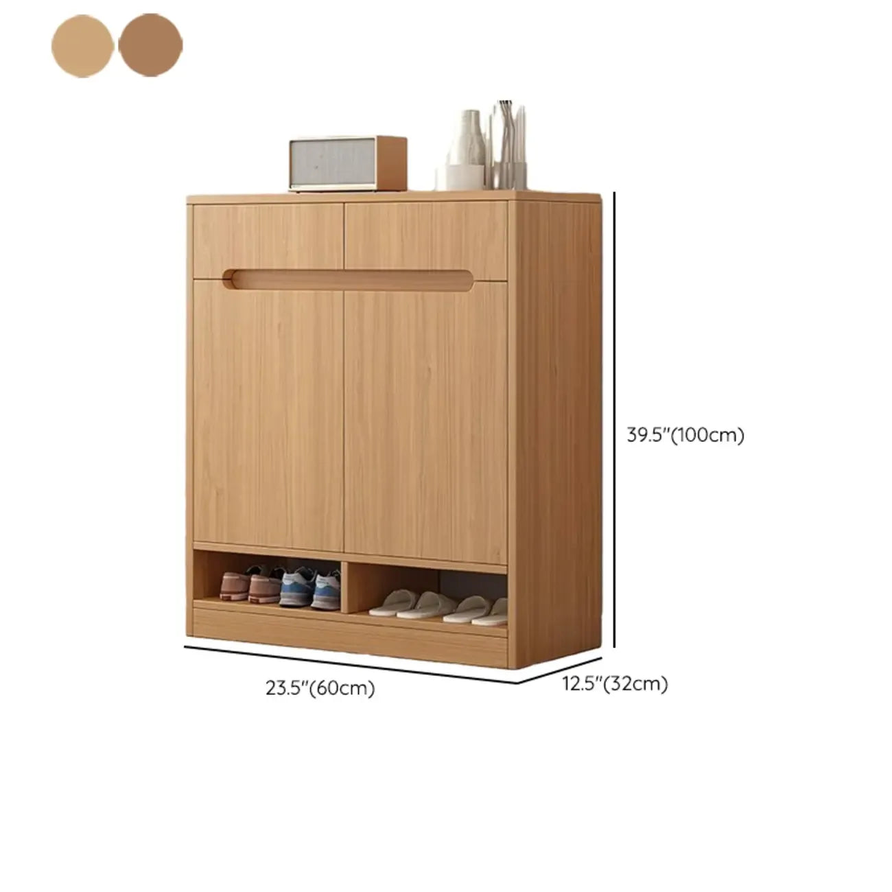 Armoire à chaussures en bois réglable avec portes pour entrée