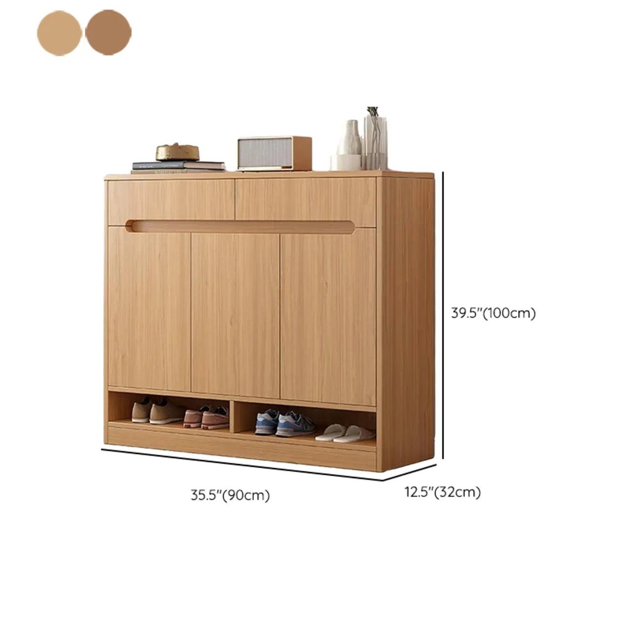 Armoire à chaussures en bois réglable avec portes pour entrée