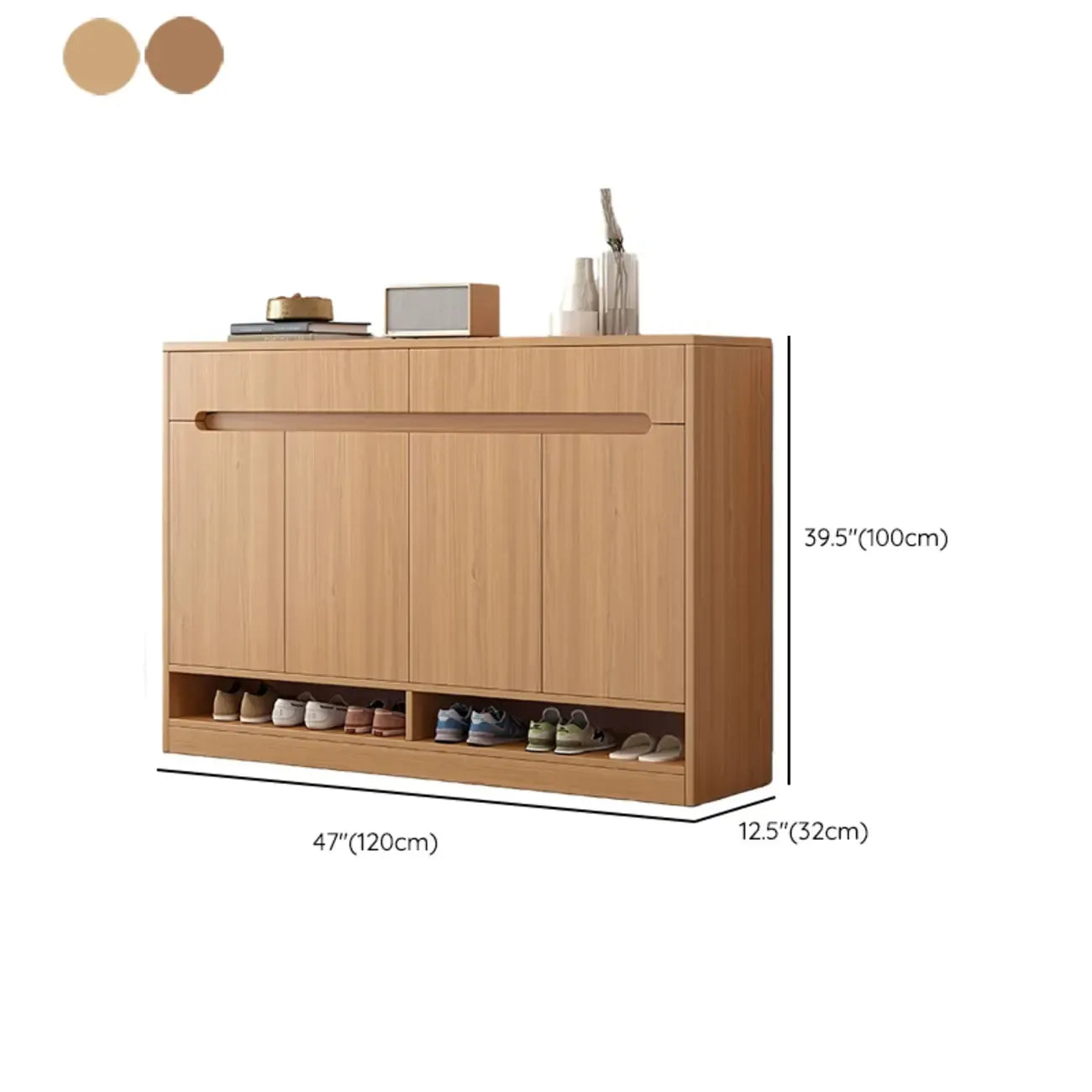 Armoire à chaussures en bois réglable avec portes pour entrée