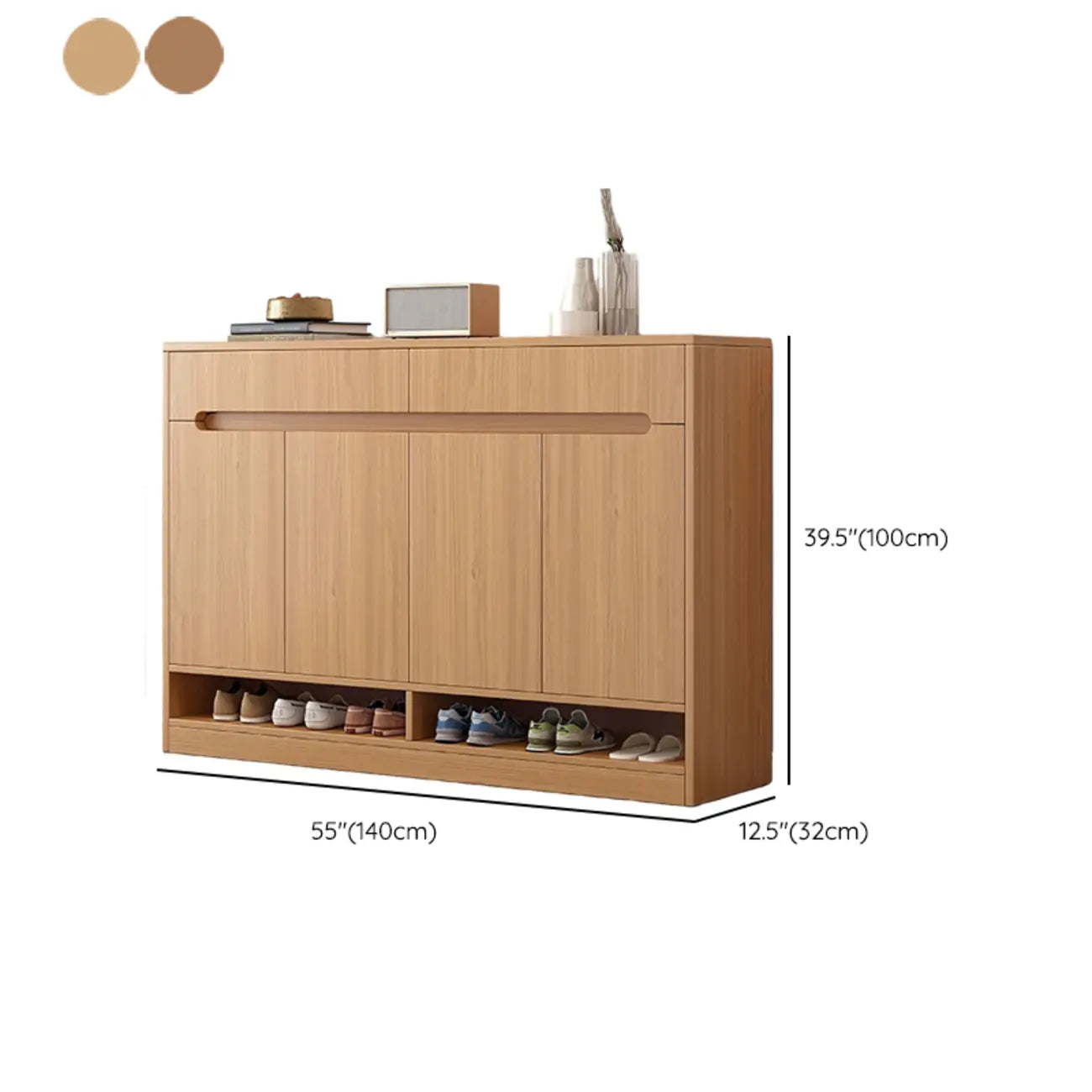 Armoire à chaussures en bois réglable avec portes pour entrée
