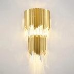 Applique murale moderne à plusieurs niveaux en métal doré et cristal brillant
