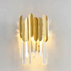 Applique murale moderne à plusieurs niveaux en métal doré et cristal brillant