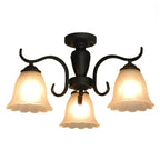 Plafonnier semi-encastré vintage en verre noir à 3 lumières LED