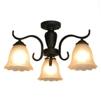 Plafonnier semi-encastré vintage en verre noir à 3 lumières LED