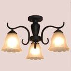 Plafonnier semi-encastré vintage en verre noir à 3 lumières LED