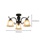 Plafonnier semi-encastré vintage en verre noir à 3 lumières LED