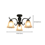 Plafonnier semi-encastré vintage en verre noir à 3 lumières LED