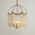Lustre chic doré à pampilles en cristal et cage, style lustre