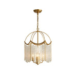 Lustre chic doré à pampilles en cristal et cage, style lustre