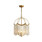 Lustre chic doré à pampilles en cristal et cage, style lustre