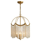 Lustre chic doré à pampilles en cristal et cage, style lustre
