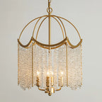 Lustre chic doré à pampilles en cristal et cage, style lustre