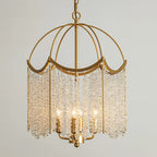 Lustre chic doré à pampilles en cristal et cage, style lustre