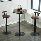 Tables de bar rondes minimalistes en bois et métal