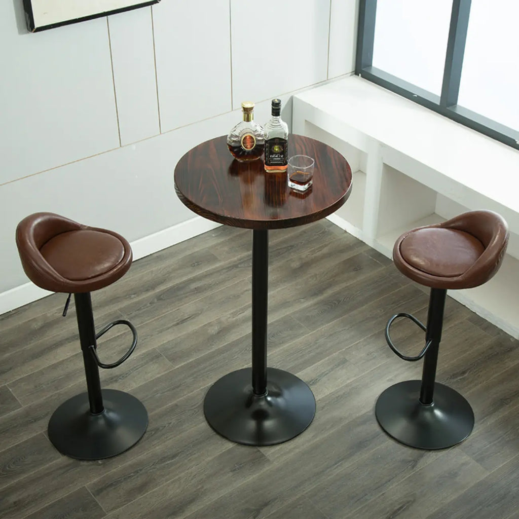 Tables de bar rondes minimalistes en bois et métal