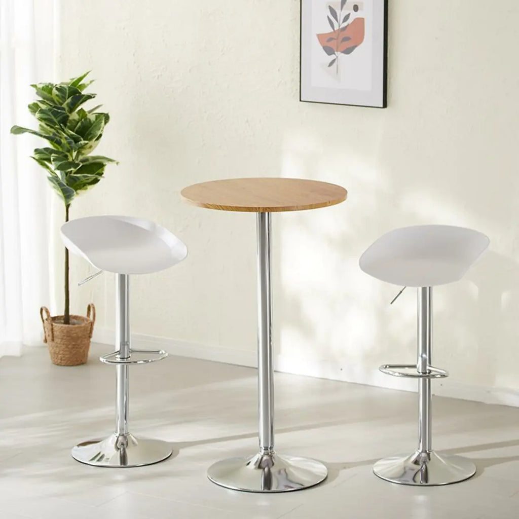 Tables de bar rondes minimalistes en bois et métal