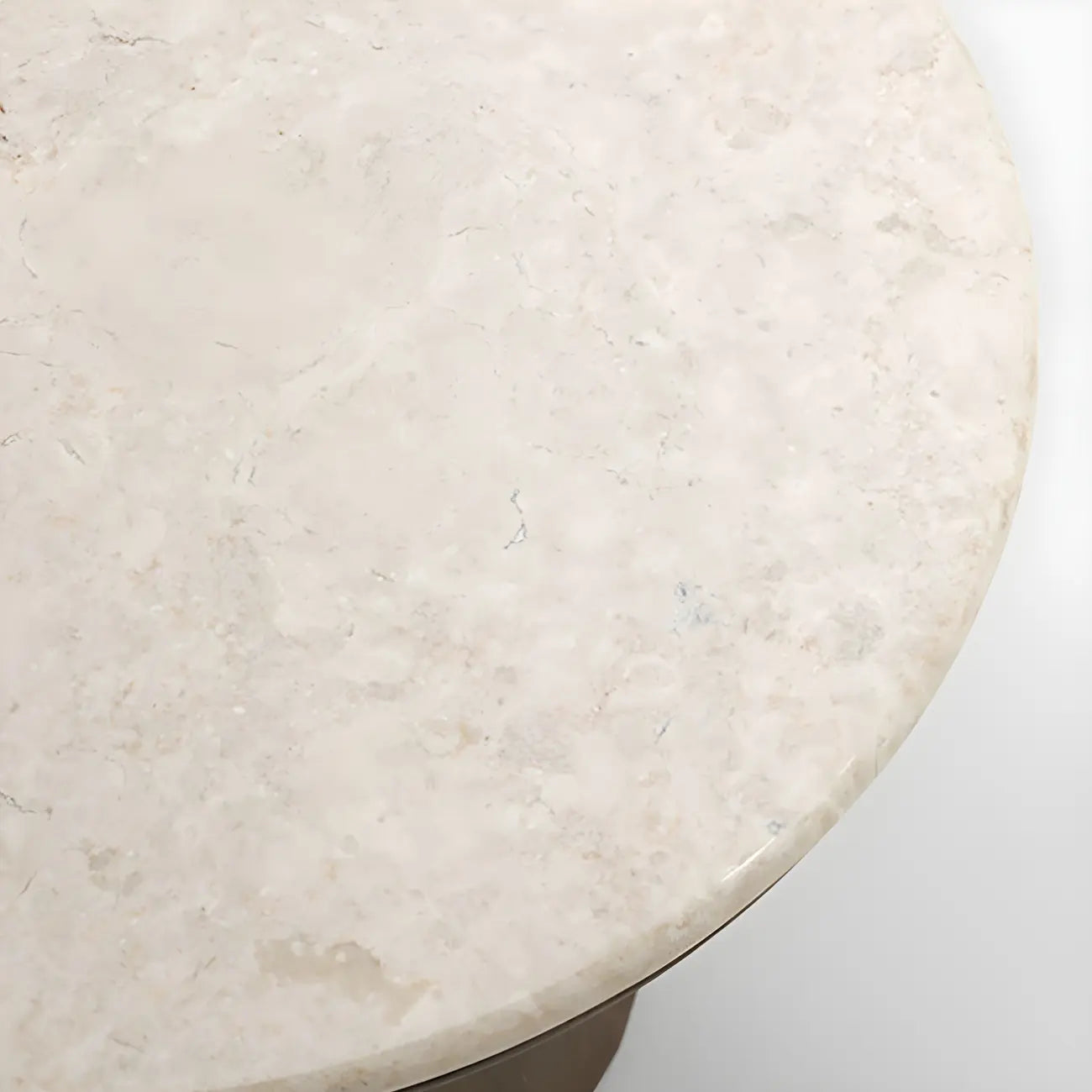 Table basse ronde minimaliste en bois avec plateau en pierre brune