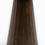 Table basse ronde minimaliste en bois avec plateau en pierre brune