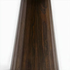 Table basse ronde minimaliste en bois avec plateau en pierre brune