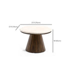 Table basse ronde minimaliste en bois avec plateau en pierre brune