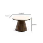Table basse ronde minimaliste en bois avec plateau en pierre brune
