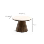Table basse ronde minimaliste en bois avec plateau en pierre brune