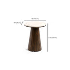 Table basse ronde minimaliste en bois avec plateau en pierre brune