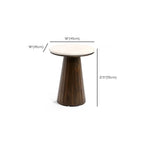 Table basse ronde minimaliste en bois avec plateau en pierre brune