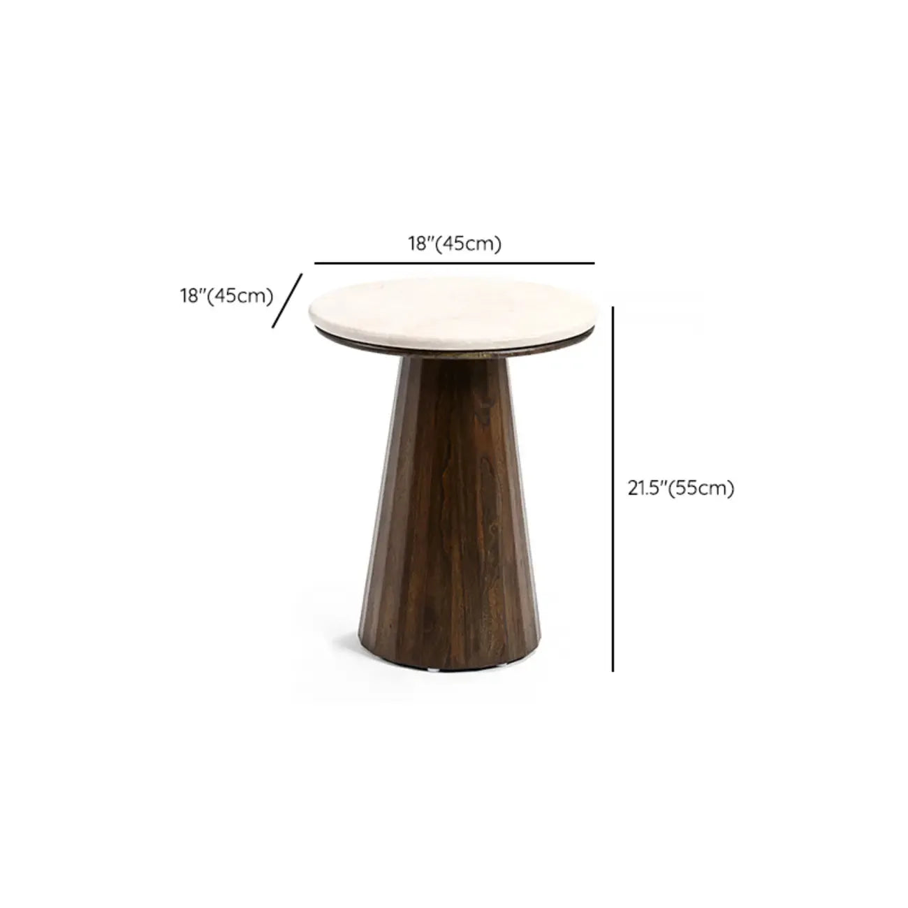 Table basse ronde minimaliste en bois avec plateau en pierre brune