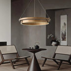 Lustre moderne élégant en laiton avec anneau et LED à intensité variable