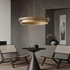 Lustre moderne élégant en laiton avec anneau et LED à intensité variable