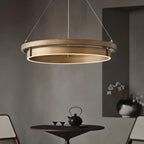 Lustre moderne élégant en laiton avec anneau et LED à intensité variable