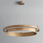 Lustre moderne élégant en laiton avec anneau et LED à intensité variable