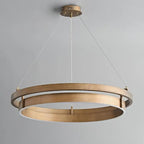 Lustre moderne élégant en laiton avec anneau et LED à intensité variable