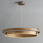 Lustre moderne élégant en laiton avec anneau et LED à intensité variable