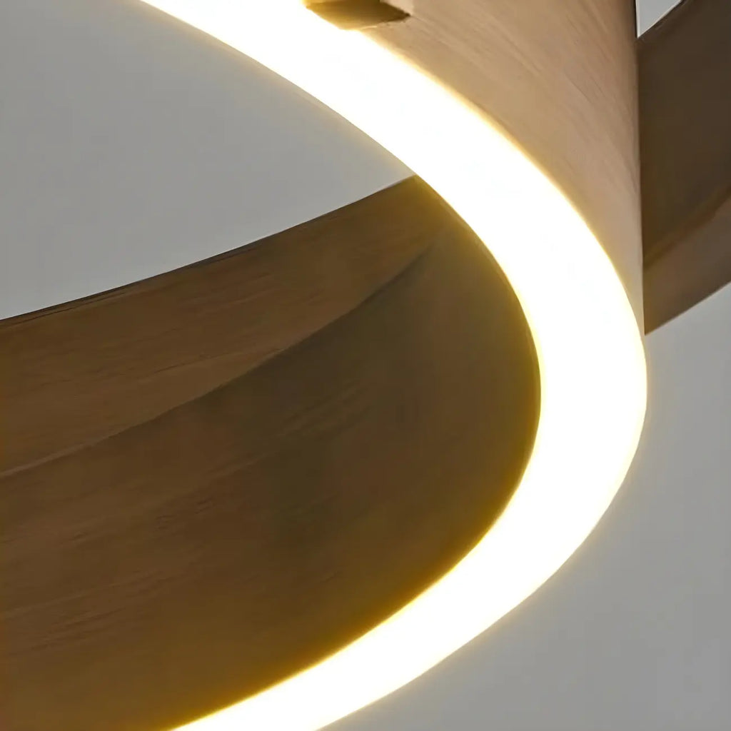 Lustre moderne élégant en laiton avec anneau et LED à intensité variable