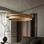 Lustre moderne élégant en laiton avec anneau et LED à intensité variable