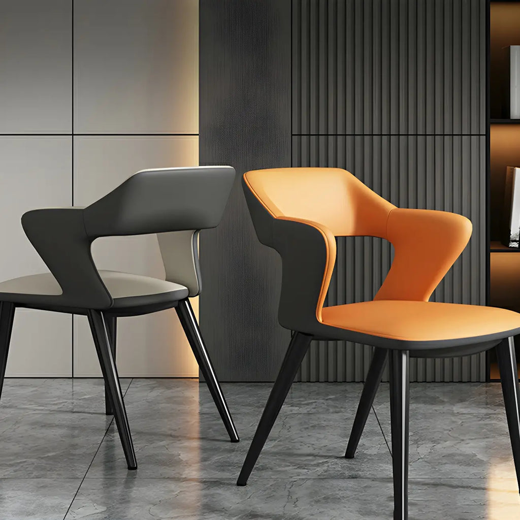 Fauteuil moderne à dossier ouvert en similicuir, chaise de salle à manger