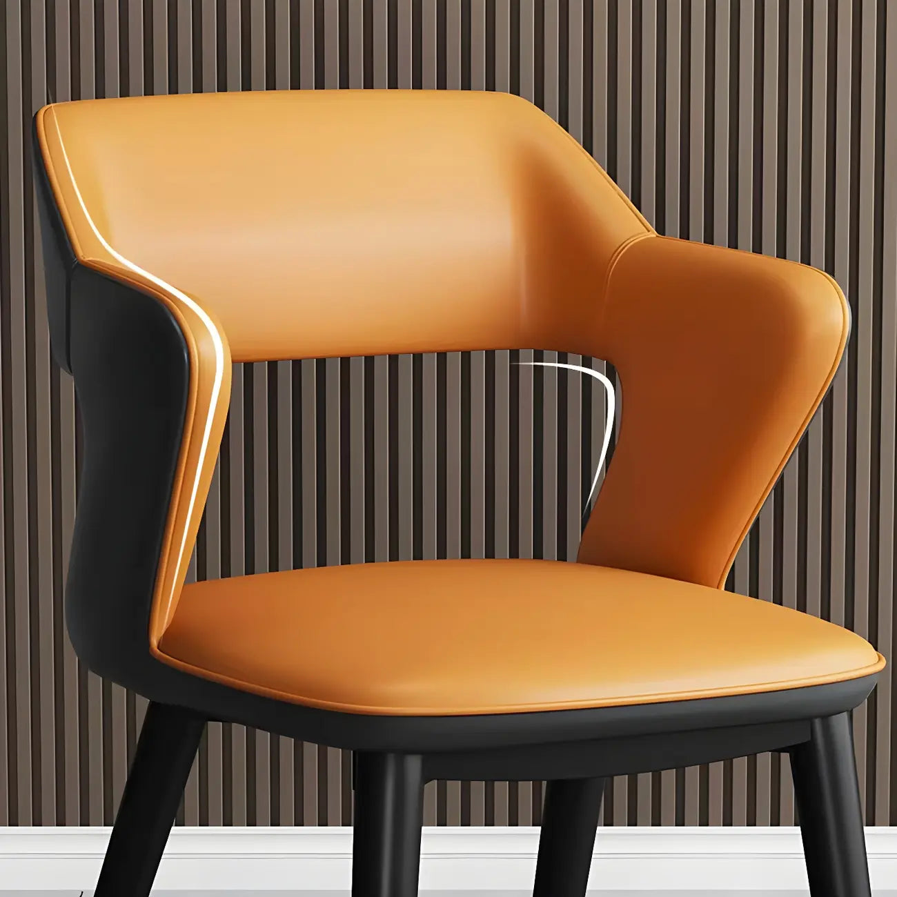 Fauteuil moderne à dossier ouvert en similicuir, chaise de salle à manger