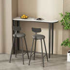 Table de bar moderne aux formes libres avec plateau en pierre blanche et structure en fer