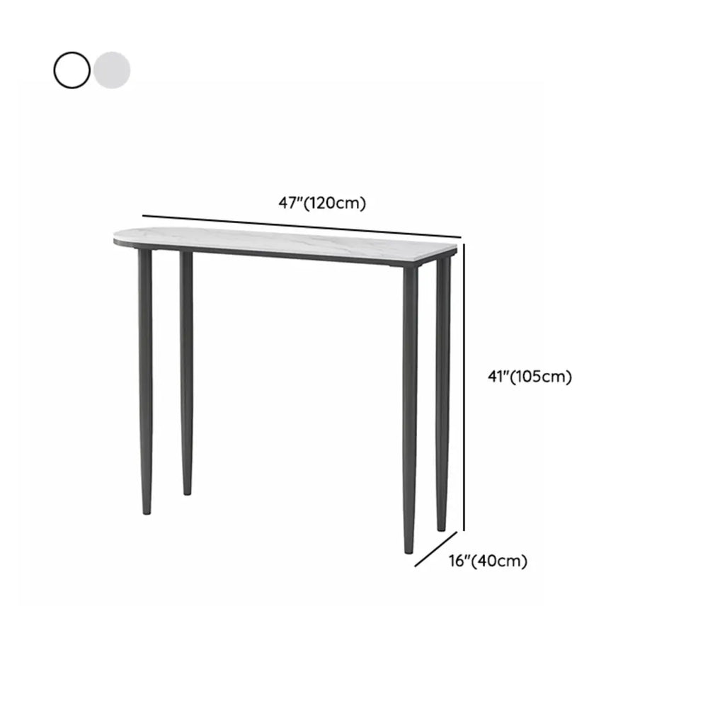 Table de bar moderne aux formes libres avec plateau en pierre blanche et structure en fer