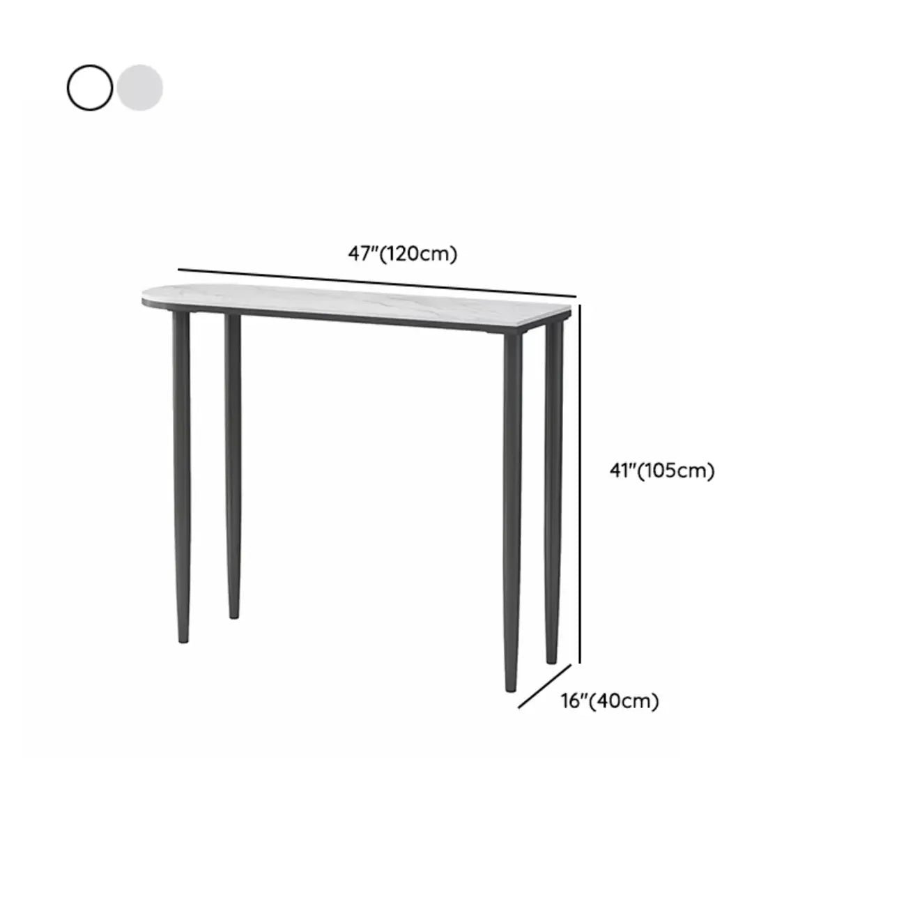 Table de bar moderne aux formes libres avec plateau en pierre blanche et structure en fer