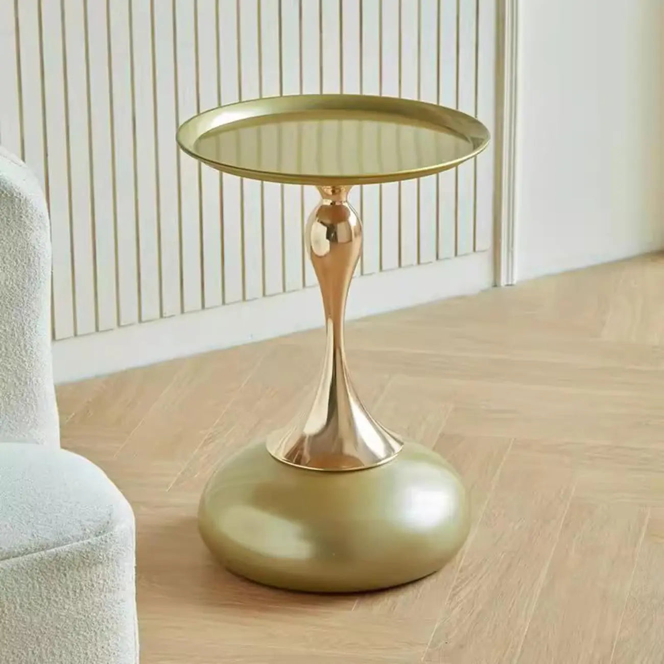 Table d'appoint ronde élégante en acier inoxydable noir