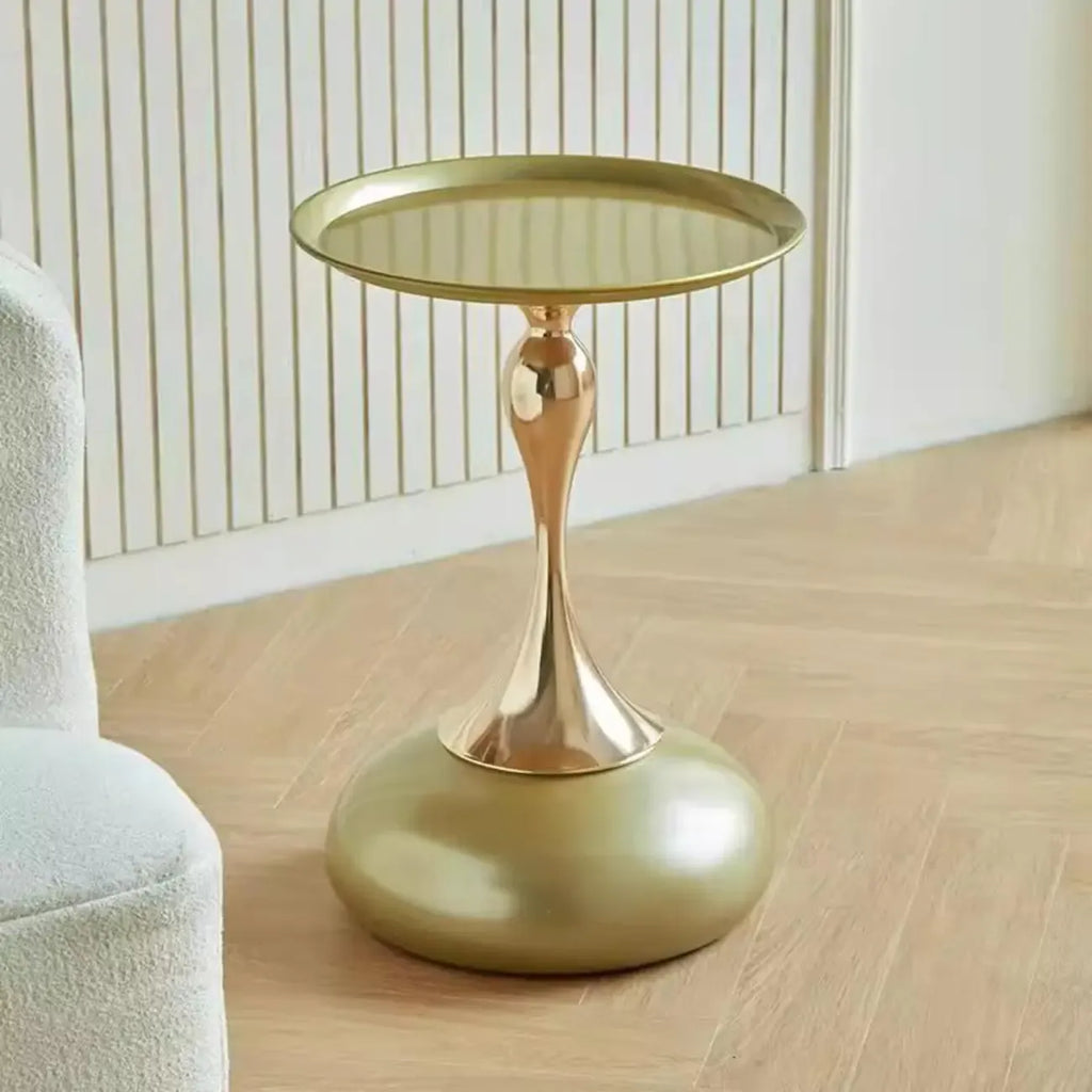 Table d'appoint ronde élégante en acier inoxydable noir