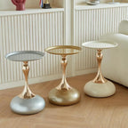 Table d'appoint ronde élégante en acier inoxydable noir