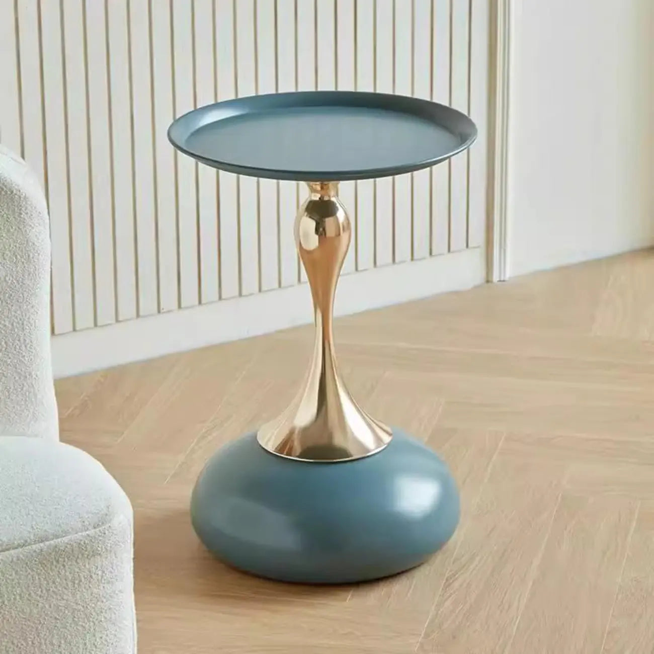 Table d'appoint ronde élégante en acier inoxydable noir