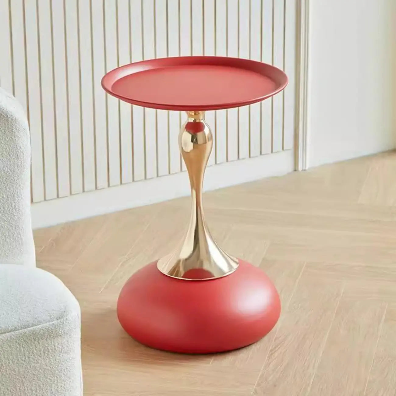 Table d'appoint ronde élégante en acier inoxydable noir