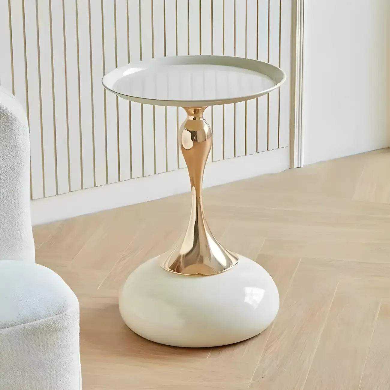 Table d'appoint ronde élégante en acier inoxydable noir