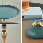 Table d'appoint ronde élégante en acier inoxydable noir