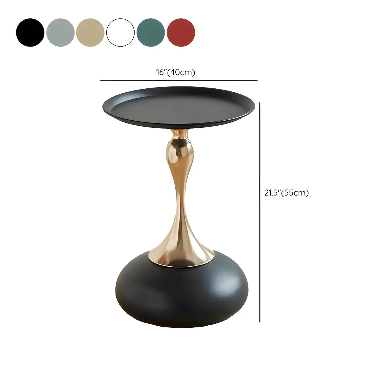 Table d'appoint ronde élégante en acier inoxydable noir
